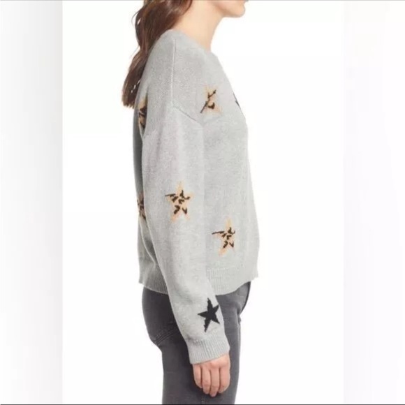 NWOT Rails Perci  SweaterHeather Grey Animal Stars Leopard Size S $198 - Picture 3 of 5